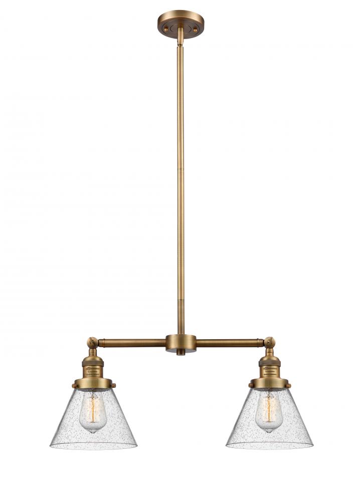 Cone - 2 Light - 21 inch - Brushed Brass - Stem Hung - Adjustable Island Light