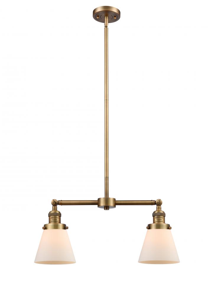 Cone - 2 Light - 21 inch - Brushed Brass - Stem Hung - Adjustable Island Light