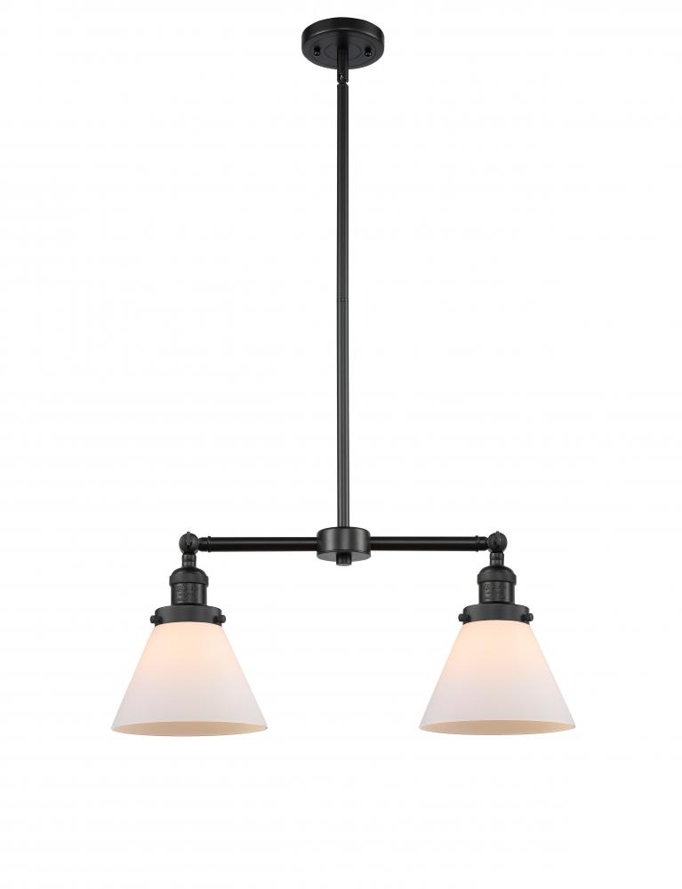 Cone - 2 Light - 21 inch - Matte Black - Stem Hung - Adjustable Island Light