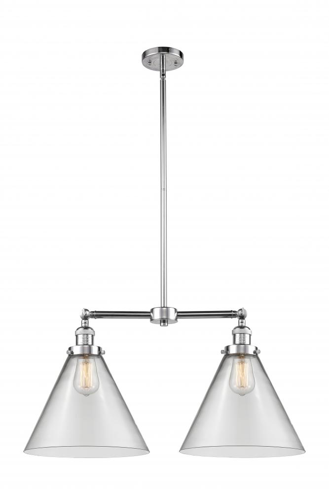 Cone - 2 Light - 21 inch - Polished Chrome - Stem Hung - Adjustable Island Light
