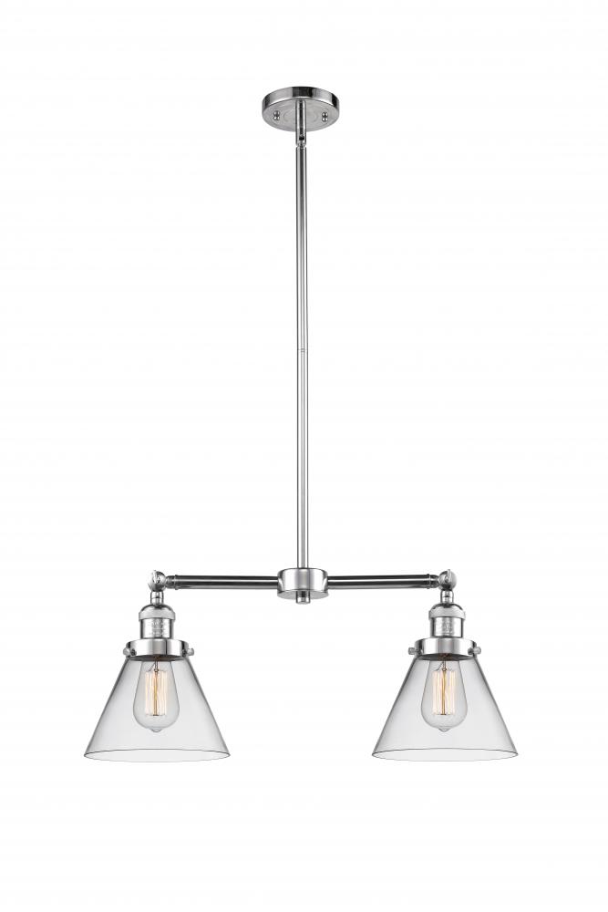Cone - 2 Light - 21 inch - Polished Chrome - Stem Hung - Adjustable Island Light