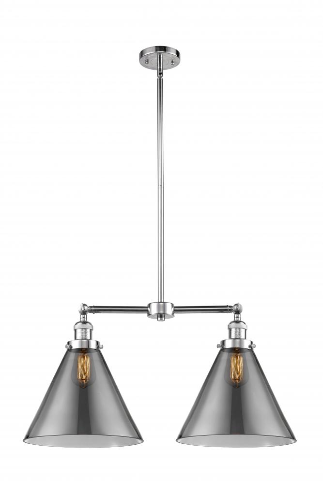 Cone - 2 Light - 21 inch - Polished Chrome - Stem Hung - Adjustable Island Light