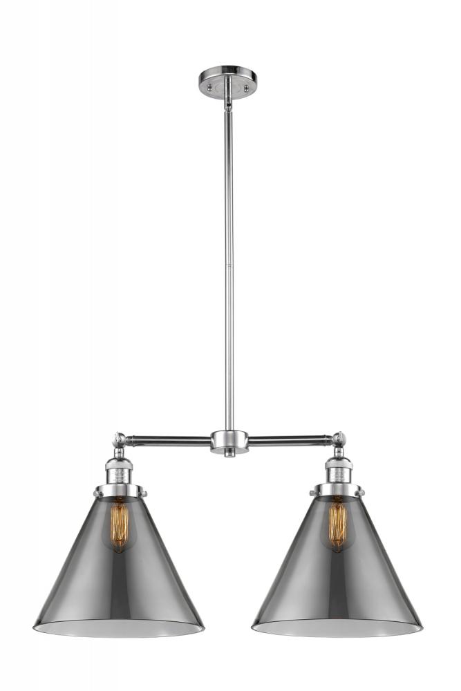 Cone - 2 Light - 21 inch - Polished Chrome - Stem Hung - Adjustable Island Light