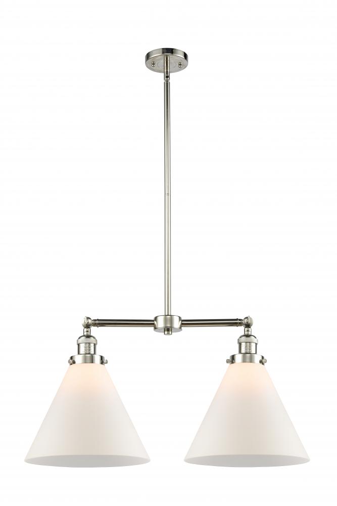 Cone - 2 Light - 21 inch - Polished Nickel - Stem Hung - Adjustable Island Light