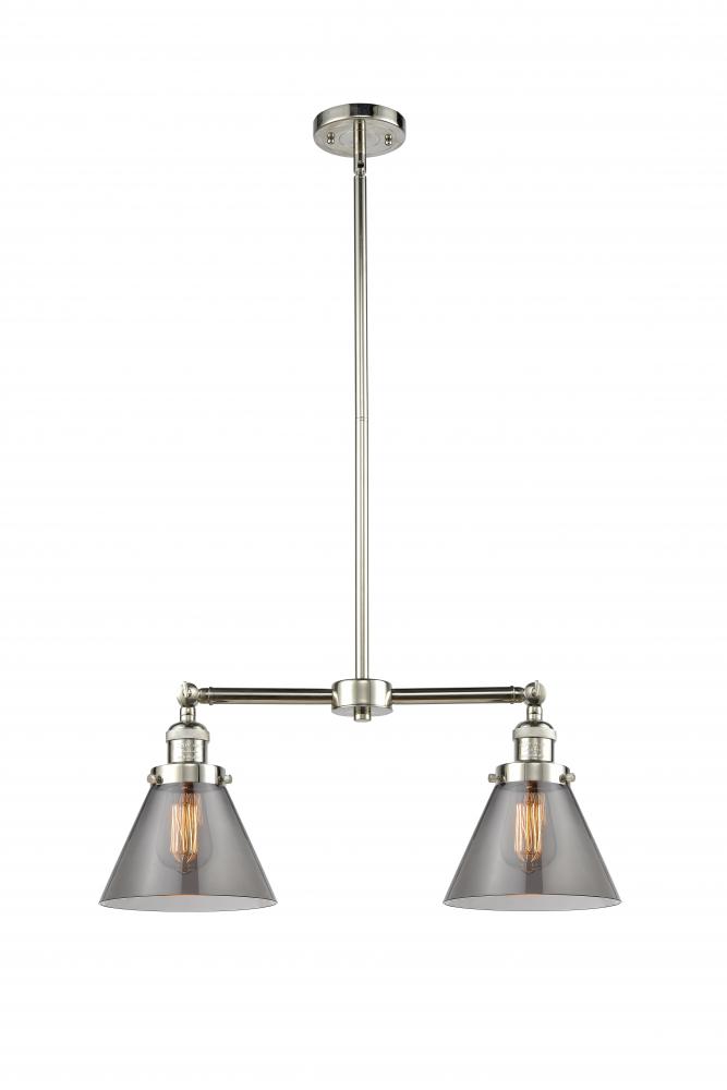 Cone - 2 Light - 21 inch - Polished Nickel - Stem Hung - Adjustable Island Light