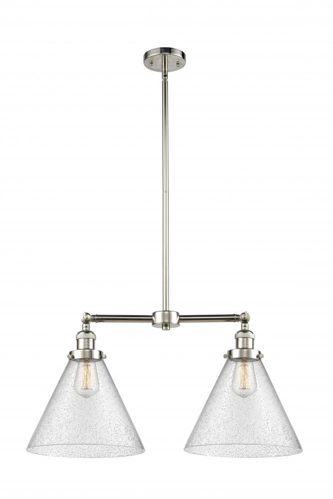 Cone - 2 Light - 21 inch - Polished Nickel - Stem Hung - Adjustable Island Light