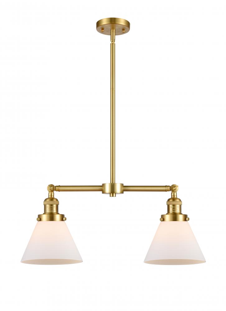 Cone - 2 Light - 21 inch - Satin Gold - Stem Hung - Adjustable Island Light