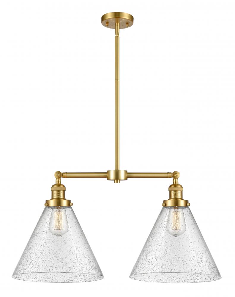 Cone - 2 Light - 21 inch - Satin Gold - Stem Hung - Adjustable Island Light