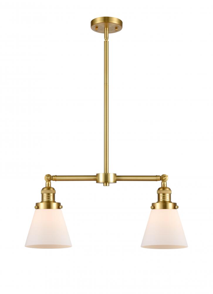 Cone - 2 Light - 21 inch - Satin Gold - Stem Hung - Adjustable Island Light