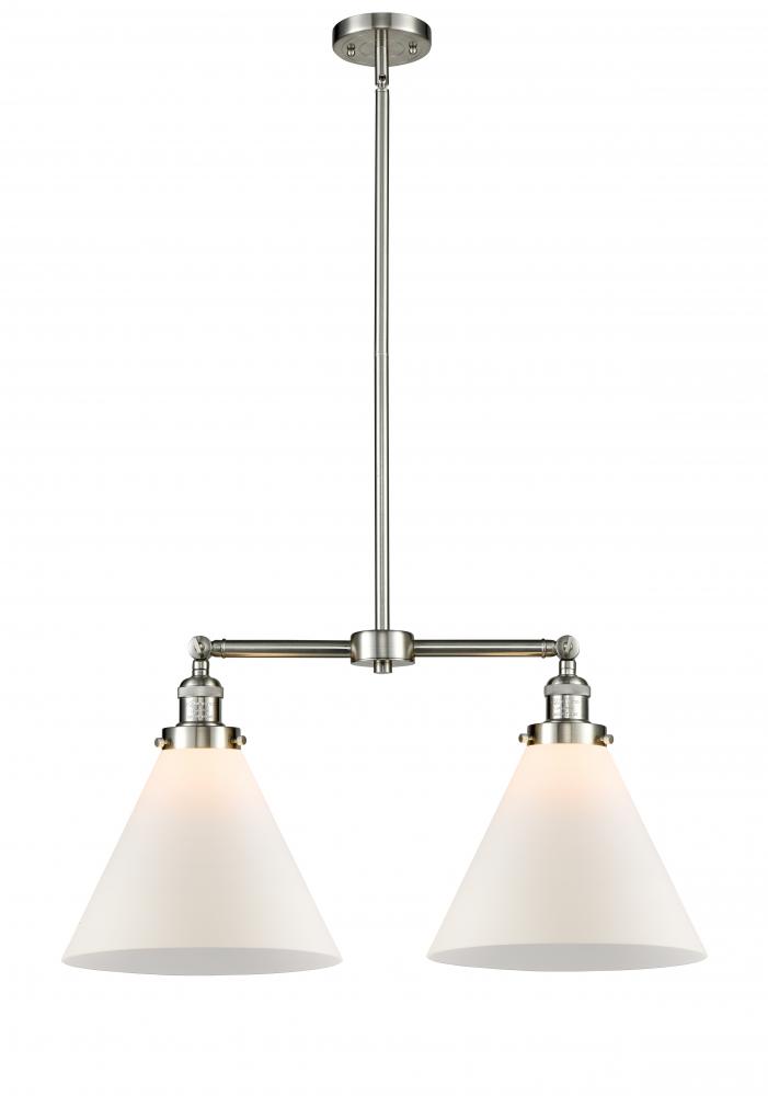 Cone - 2 Light - 21 inch - Brushed Satin Nickel - Stem Hung - Adjustable Island Light