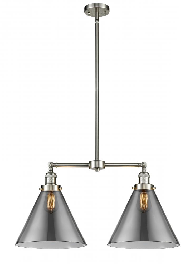 Cone - 2 Light - 21 inch - Brushed Satin Nickel - Stem Hung - Adjustable Island Light