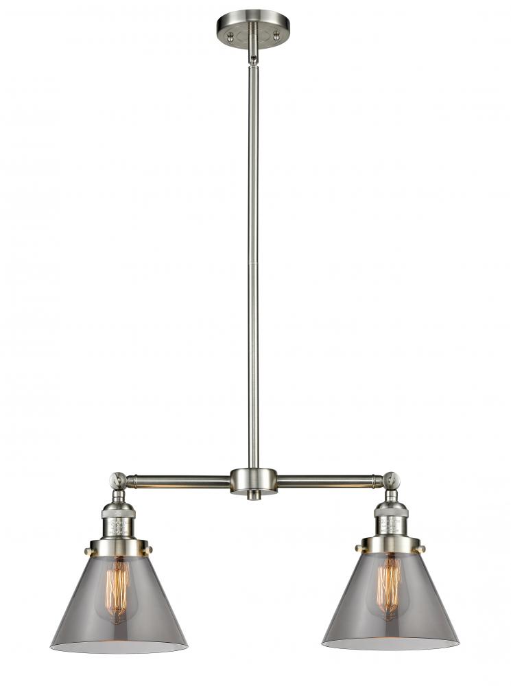 Cone - 2 Light - 21 inch - Brushed Satin Nickel - Stem Hung - Adjustable Island Light
