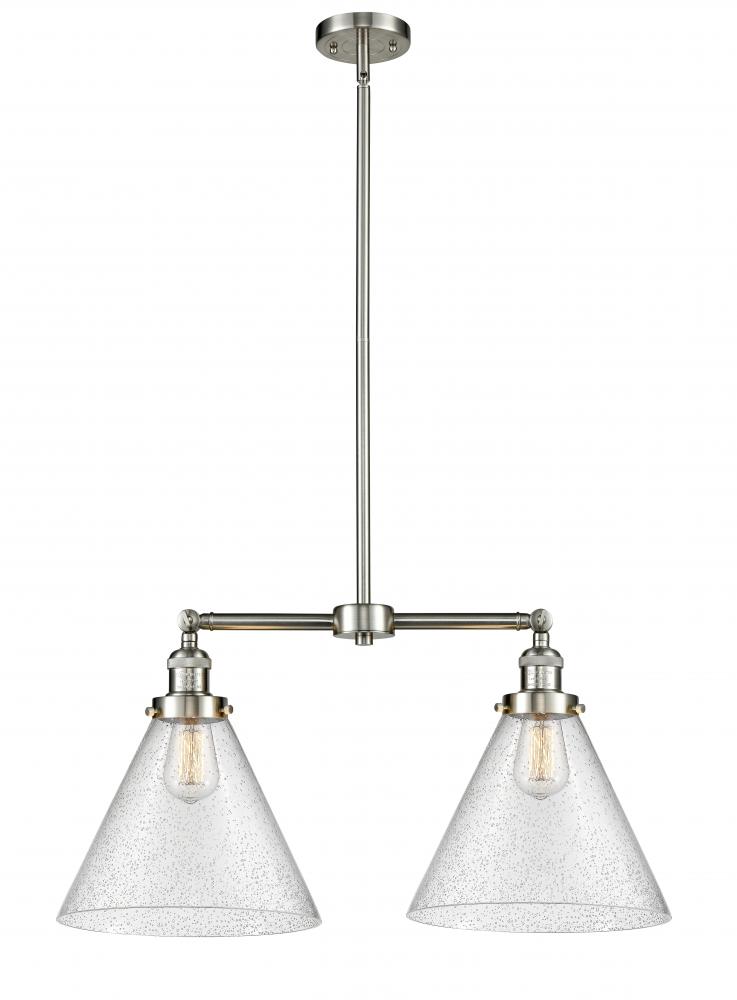 Cone - 2 Light - 21 inch - Brushed Satin Nickel - Stem Hung - Adjustable Island Light