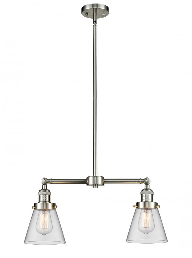 Cone - 2 Light - 21 inch - Brushed Satin Nickel - Stem Hung - Island Light