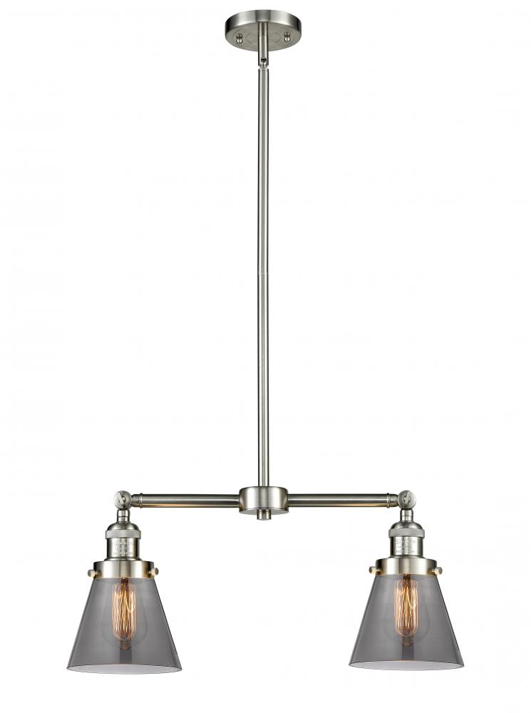 Cone - 2 Light - 21 inch - Brushed Satin Nickel - Stem Hung - Adjustable Island Light