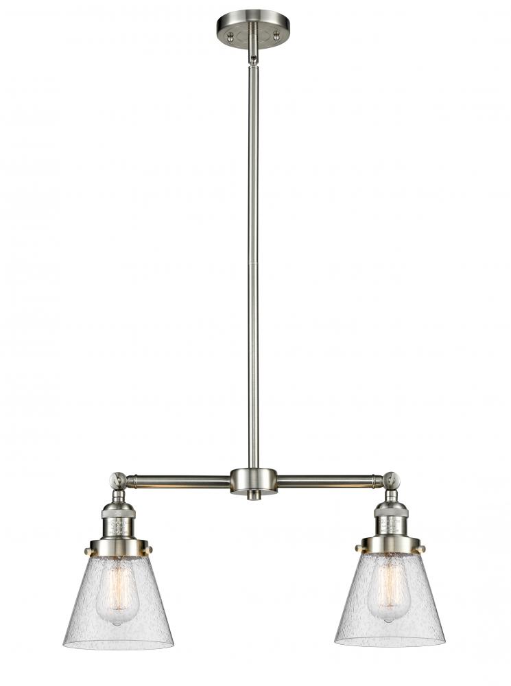 Cone - 2 Light - 21 inch - Brushed Satin Nickel - Stem Hung - Adjustable Island Light