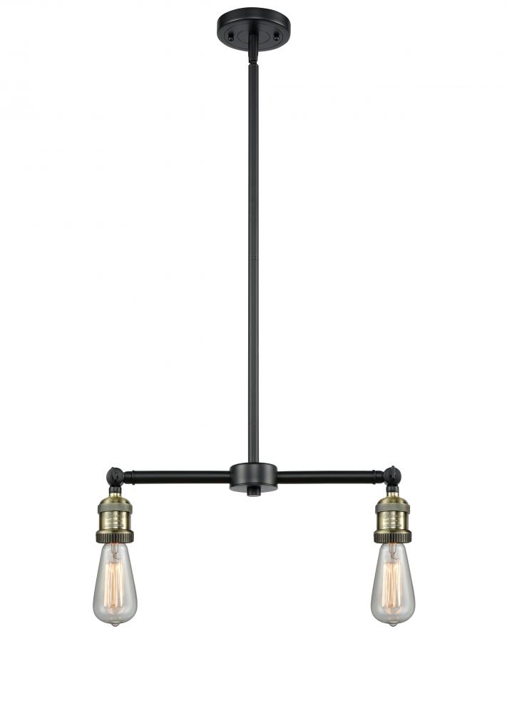 Bare Bulb - 2 Light - 20 inch - Black Antique Brass - Stem Hung - Adjustable Island Light