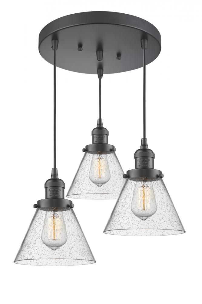 Large Cone 3 Light Multi-Pendant