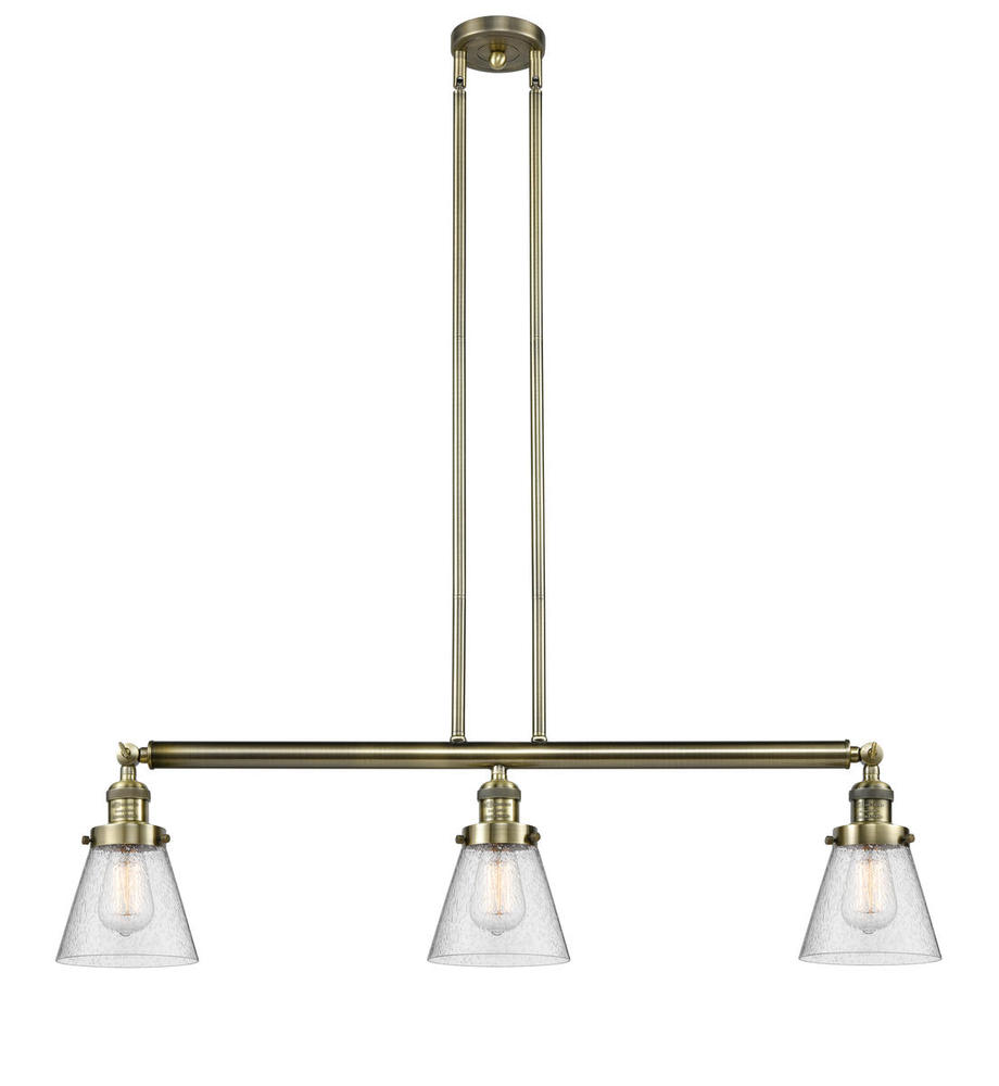 Cone - 3 Light - 39 inch - Antique Brass - Stem Hung - Adjustable Island Light