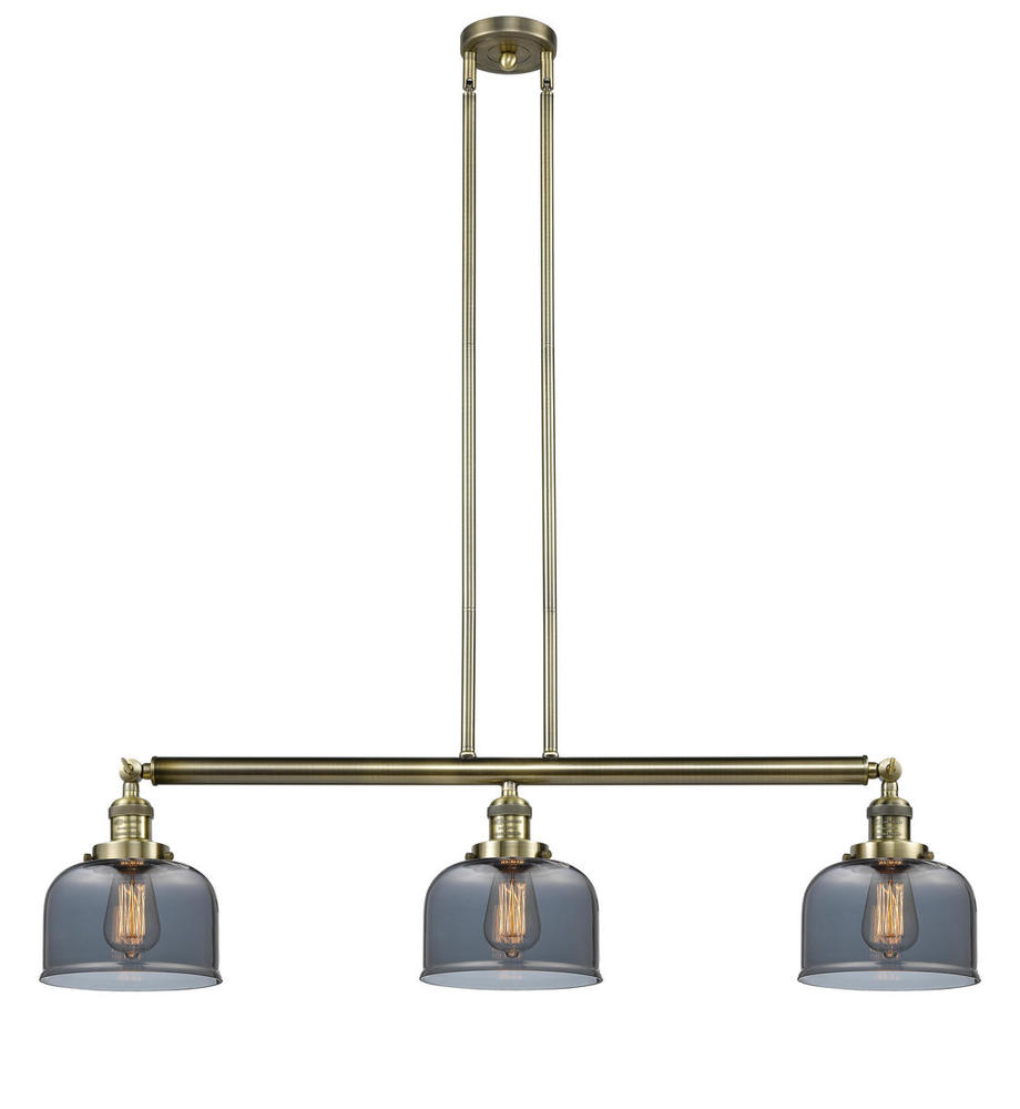Bell - 3 Light - 41 inch - Antique Brass - Stem Hung - Adjustable Island Light