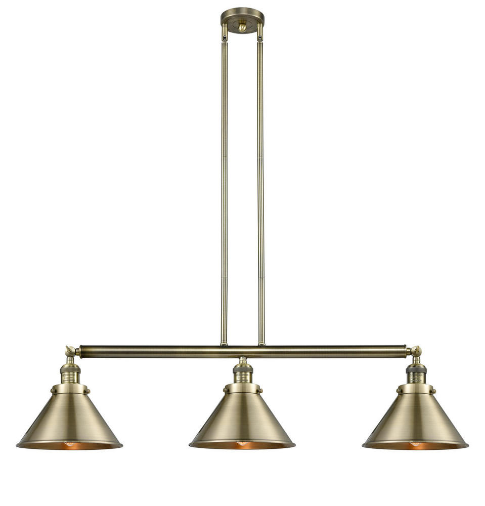 Briarcliff - 3 Light - 43 inch - Antique Brass - Stem Hung - Adjustable Island Light