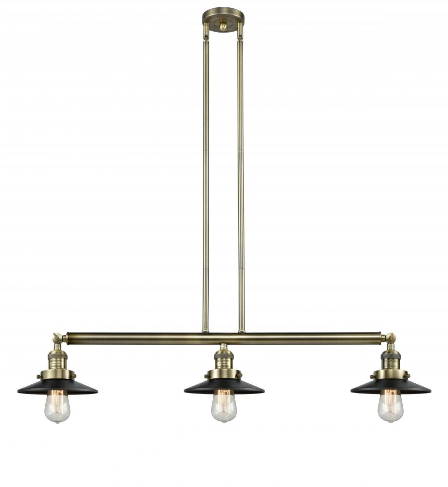 Railroad - 3 Light - 41 inch - Antique Brass - Stem Hung - Adjustable Island Light