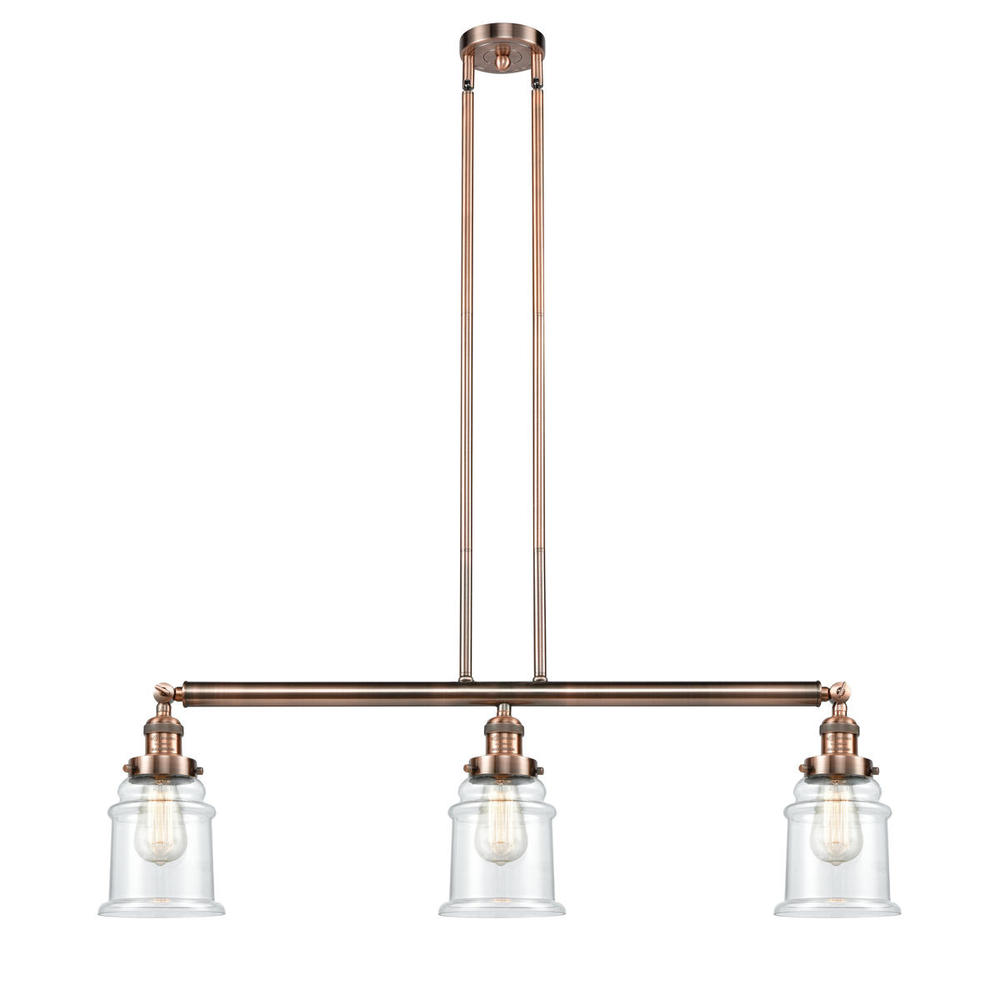 Canton - 3 Light - 39 inch - Antique Copper - Stem Hung - Adjustable Island Light