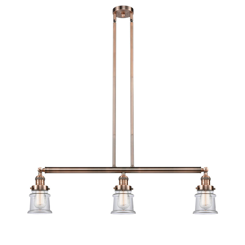 Canton - 3 Light - 39 inch - Antique Copper - Stem Hung - Adjustable Island Light