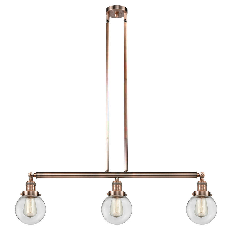 Beacon - 3 Light - 39 inch - Antique Copper - Stem Hung - Adjustable Island Light