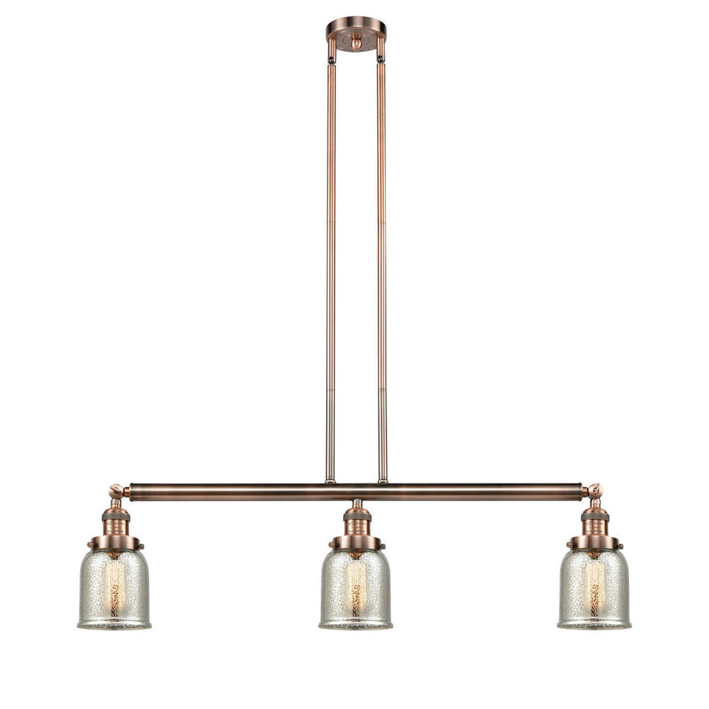 Bell - 3 Light - 38 inch - Antique Copper - Stem Hung - Adjustable Island Light