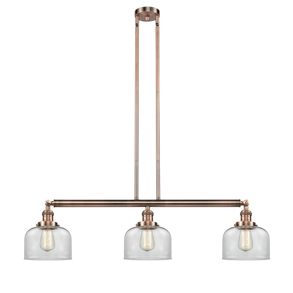 Bell - 3 Light - 41 inch - Antique Copper - Stem Hung - Adjustable Island Light