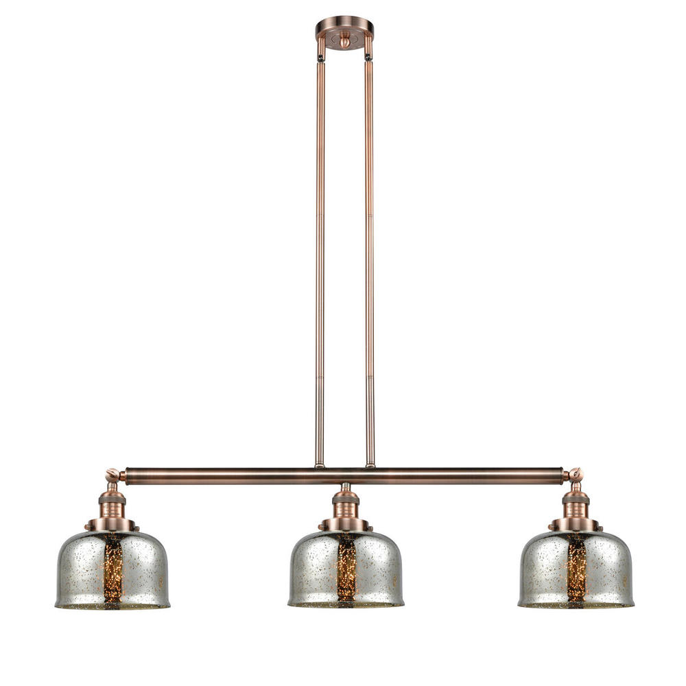 Bell - 3 Light - 41 inch - Antique Copper - Stem Hung - Adjustable Island Light