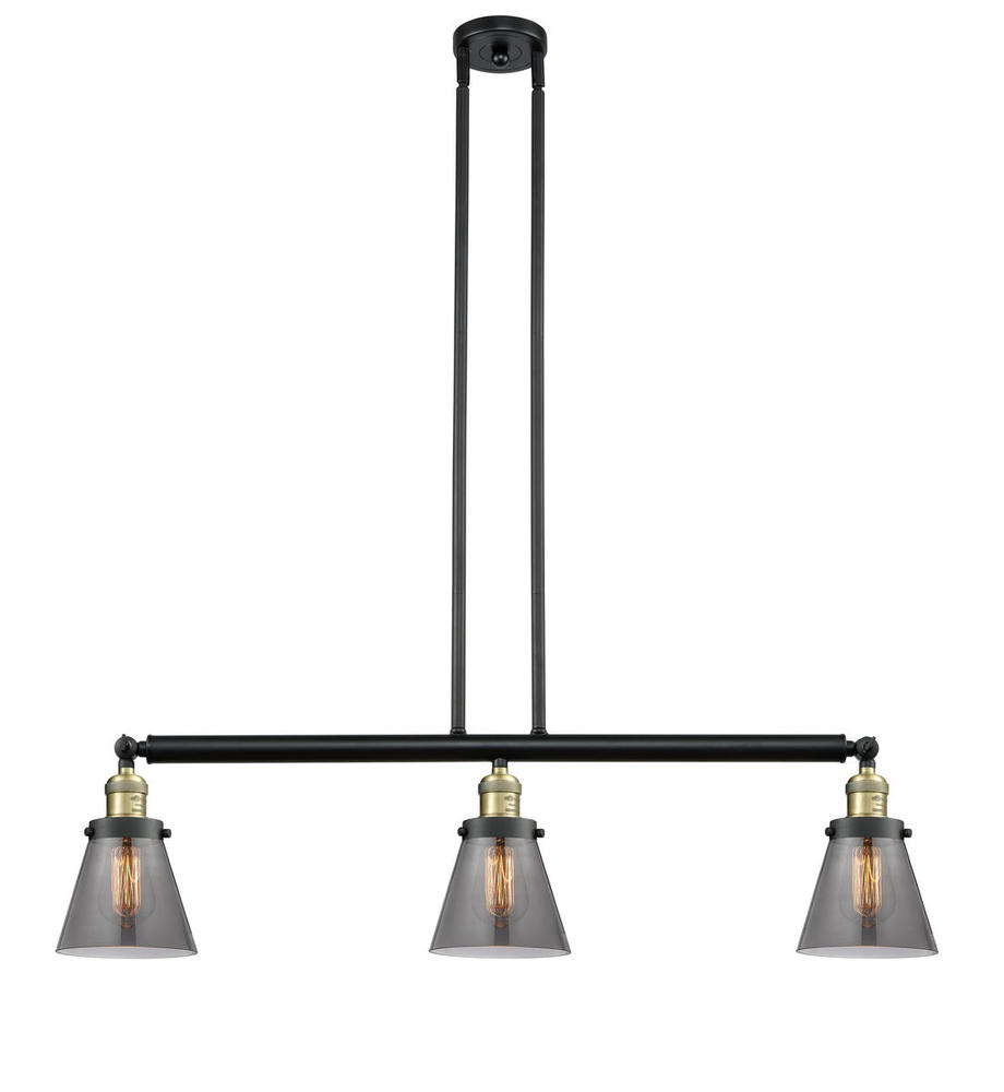 Cone - 3 Light - 39 inch - Black Antique Brass - Stem Hung - Adjustable Island Light