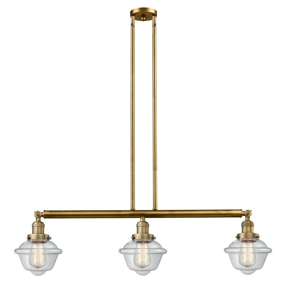 Oxford - 3 Light - 40 inch - Brushed Brass - Stem Hung - Adjustable Island Light