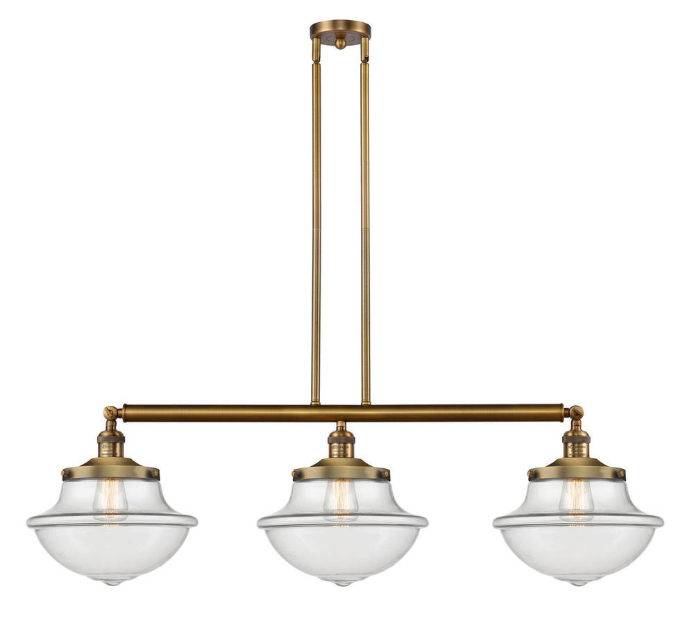 Oxford - 3 Light - 42 inch - Brushed Brass - Stem Hung - Adjustable Island Light