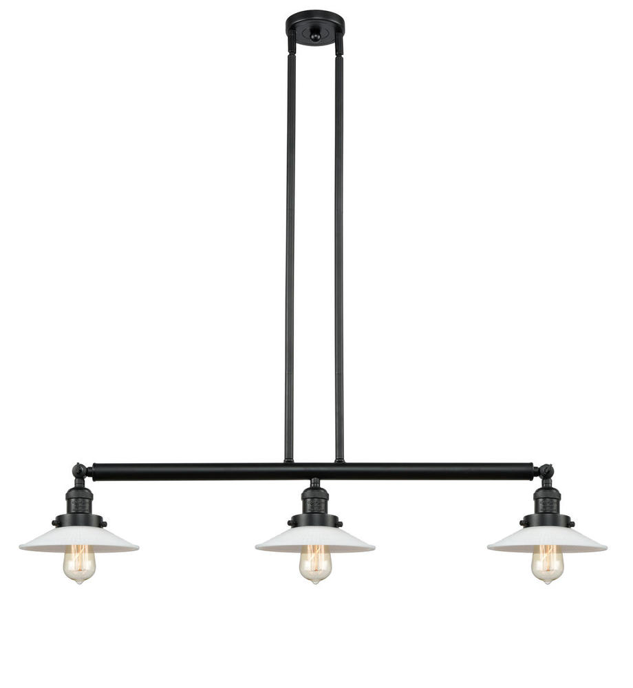 Halophane - 3 Light - 41 inch - Matte Black - Stem Hung - Adjustable Island Light