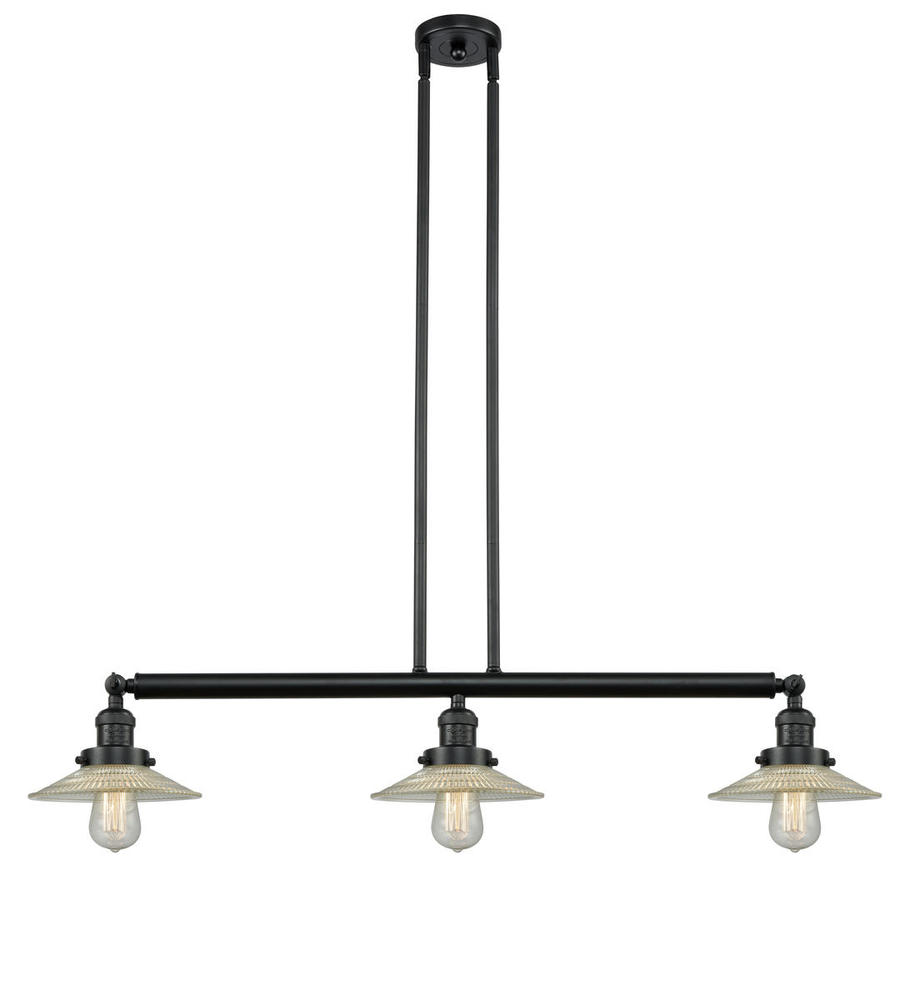 Halophane - 3 Light - 41 inch - Matte Black - Stem Hung - Adjustable Island Light