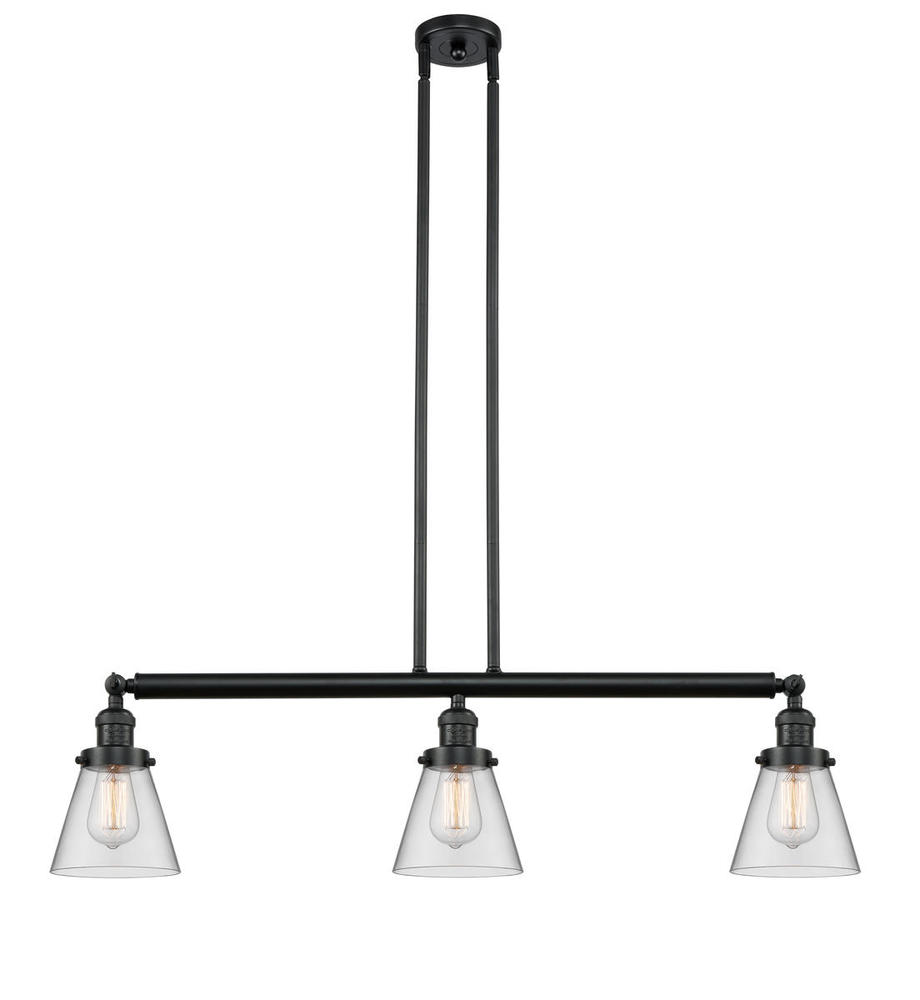 Cone - 3 Light - 39 inch - Matte Black - Stem Hung - Adjustable Island Light