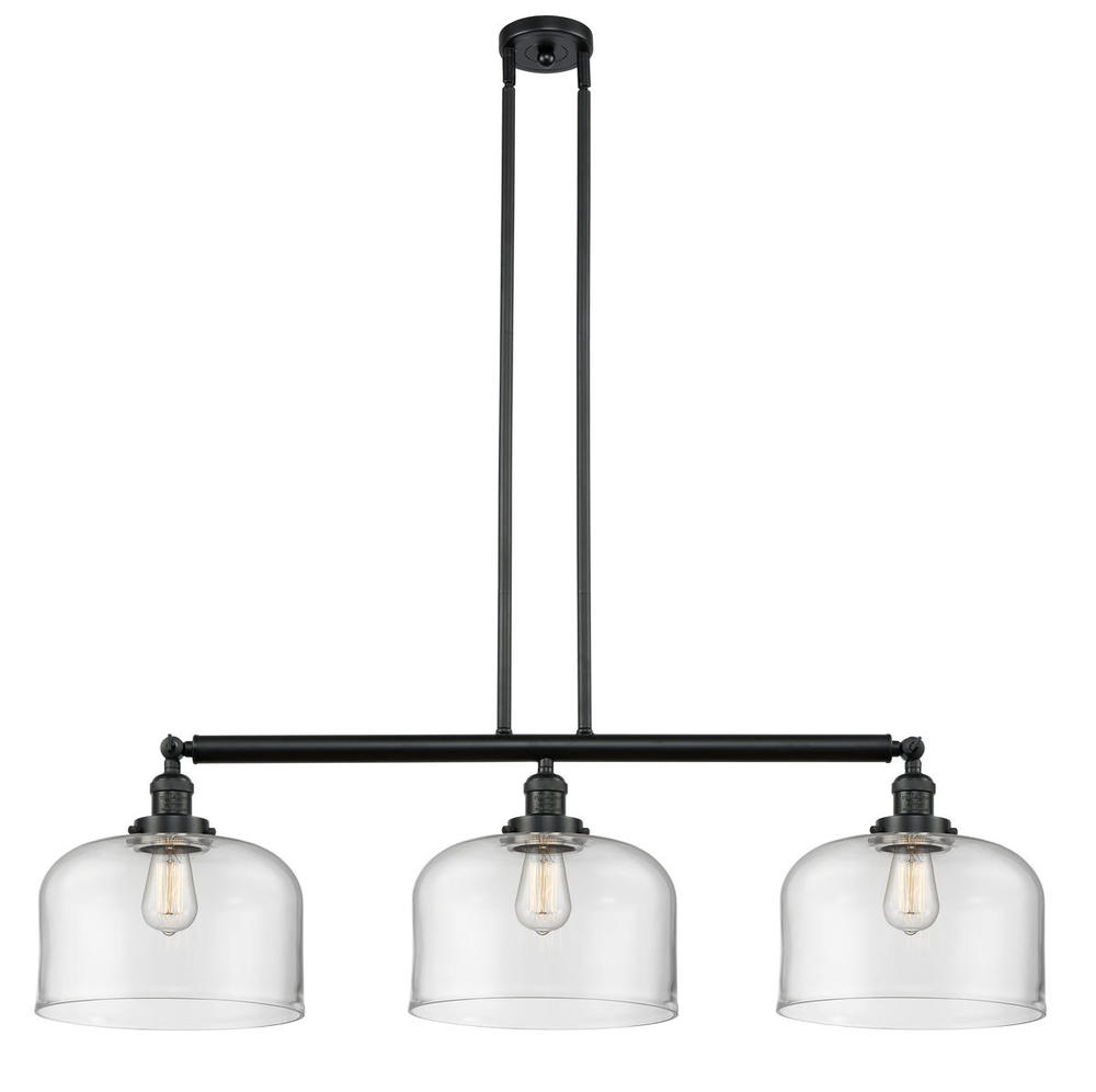 Bell - 3 Light - 42 inch - Matte Black - Stem Hung - Adjustable Island Light