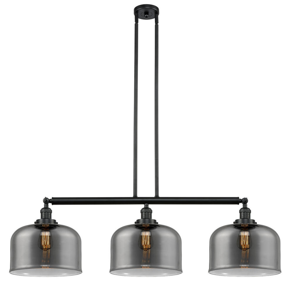 Bell - 3 Light - 42 inch - Matte Black - Stem Hung - Adjustable Island Light
