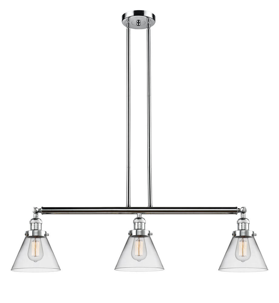Cone - 3 Light - 40 inch - Polished Chrome - Stem Hung - Adjustable Island Light