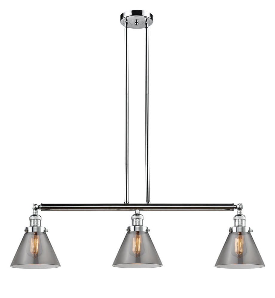 Cone - 3 Light - 40 inch - Polished Chrome - Stem Hung - Adjustable Island Light