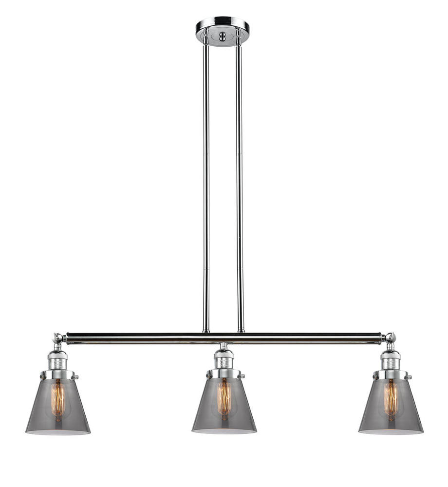 Cone - 3 Light - 39 inch - Polished Chrome - Stem Hung - Adjustable Island Light