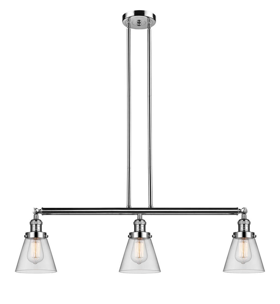 Cone - 3 Light - 39 inch - Polished Nickel - Stem Hung - Adjustable Island Light