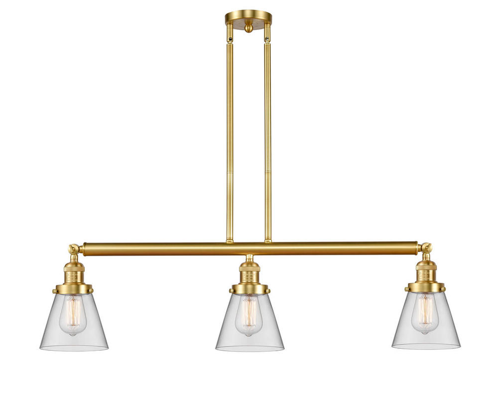 Cone - 3 Light - 39 inch - Satin Gold - Stem Hung - Adjustable Island Light
