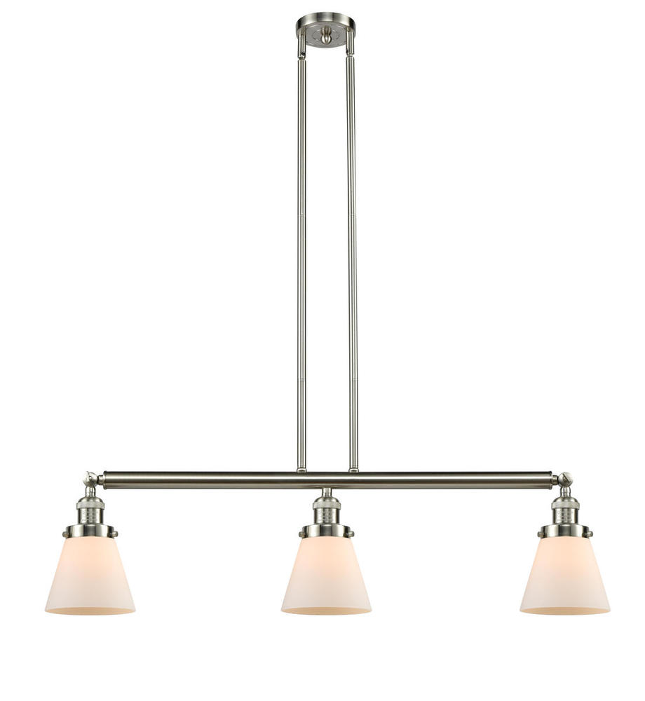 Cone - 3 Light - 39 inch - Brushed Satin Nickel - Stem Hung - Island Light
