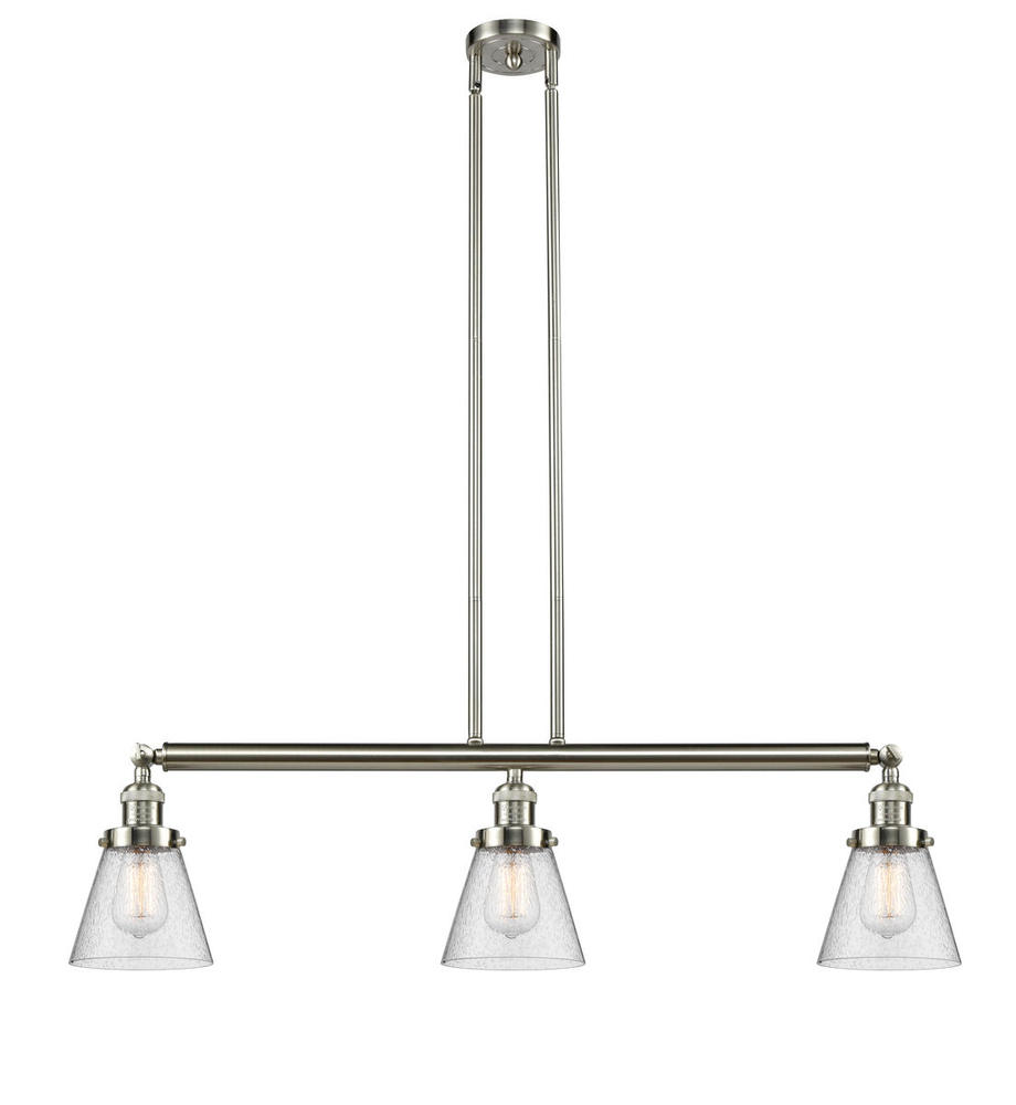 Cone - 3 Light - 39 inch - Brushed Satin Nickel - Stem Hung - Adjustable Island Light