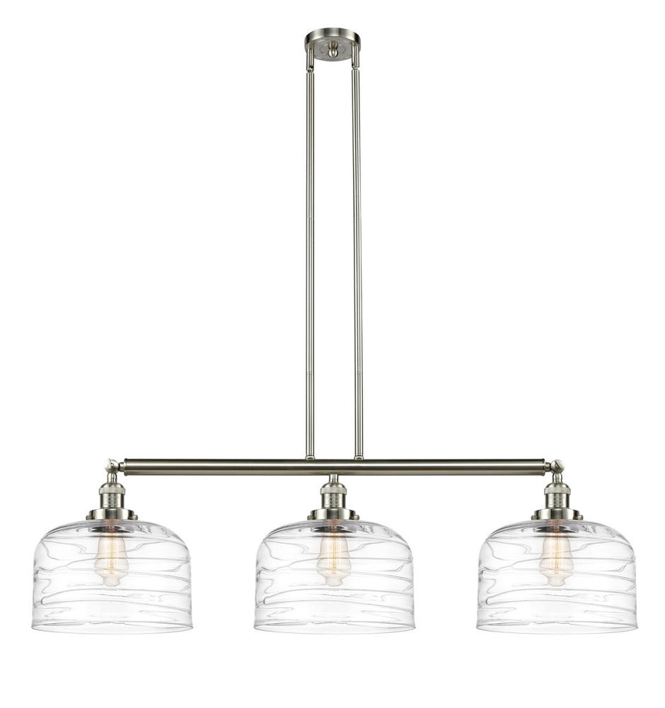 Bell - 3 Light - 42 inch - Brushed Satin Nickel - Stem Hung - Adjustable Island Light