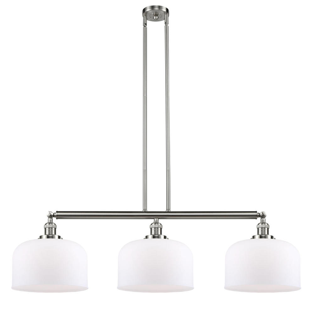 Bell - 3 Light - 42 inch - Brushed Satin Nickel - Stem Hung - Adjustable Island Light