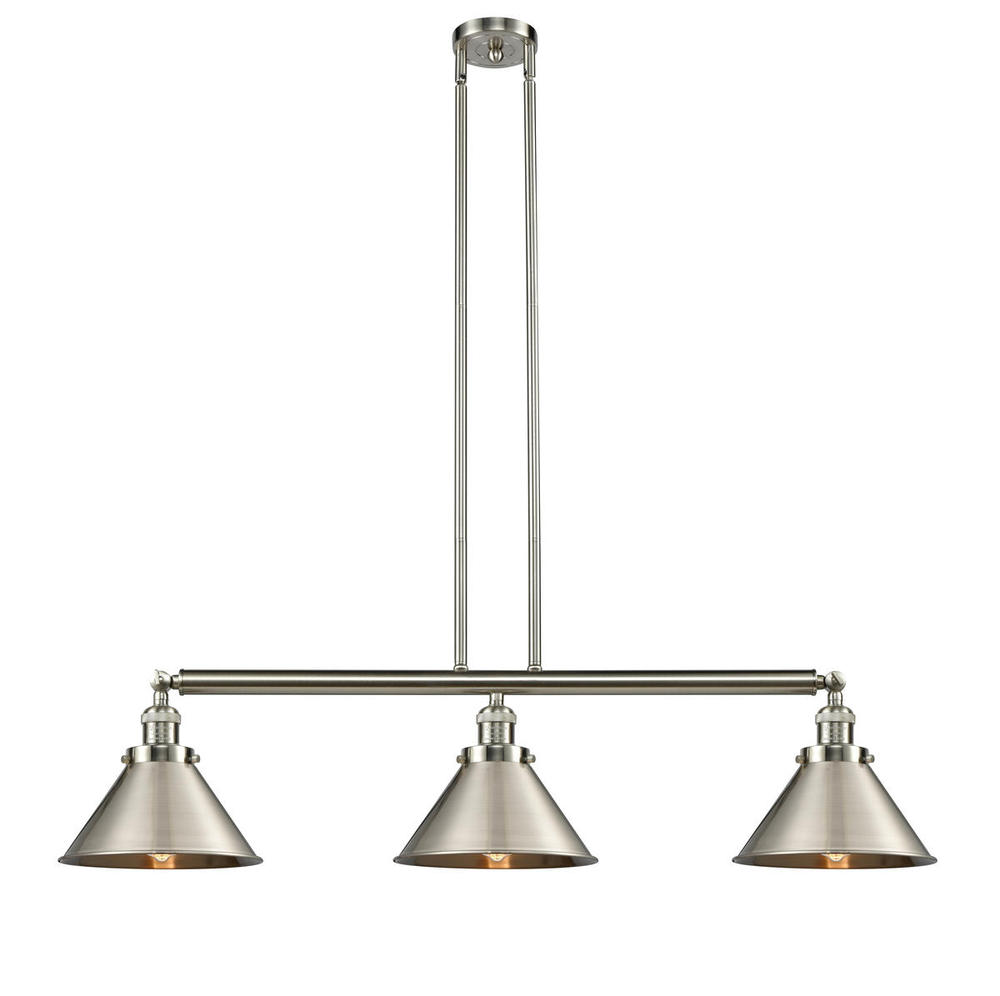 Briarcliff - 3 Light - 43 inch - Brushed Satin Nickel - Stem Hung - Adjustable Island Light